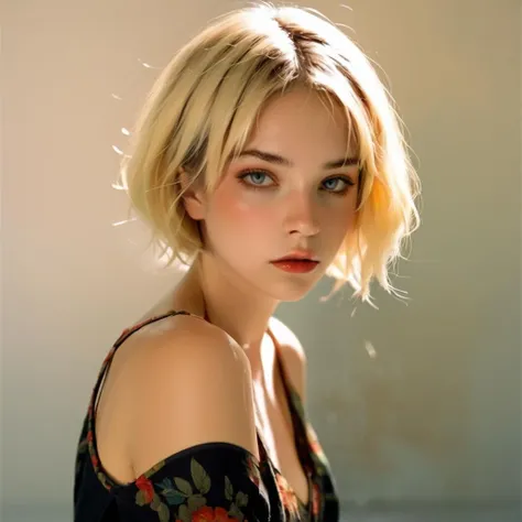 1 girl, blonde, short hair, fashion dress
leaning forward
dramatic lighting, shadow,
by Malcolm Liepke
(best quality, masterpiece, )