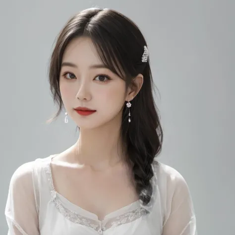 1girl, solo, dress, black hair, ponytail, red dress, smile, earrings, simple background, jewelry, looking at viewer, black eyes, makeup, ulzzang-6500v1.1, (original: 1.2), (realistic: 1.3) , beautiful girl with beautiful details, extremely detailed eyes and face, eyes with beautiful details, absurd, incredibly absurd, huge file size, ultra detail, high resolution, ultra detailed, best quality, masterpiece, illustration, ultra detailed and beautiful, ultra detailed, CG, unity, 8k wallpaper, amazing, fine Detail, masterpiece, top quality, official art, extremely detailed CG unity 8k wallpaper, cinematic lighting, (perfect shiny skin:0.6), slim and smooth lines, (floating), <lora:kwFemaleBeta15_SDXL_v1-000008:1>