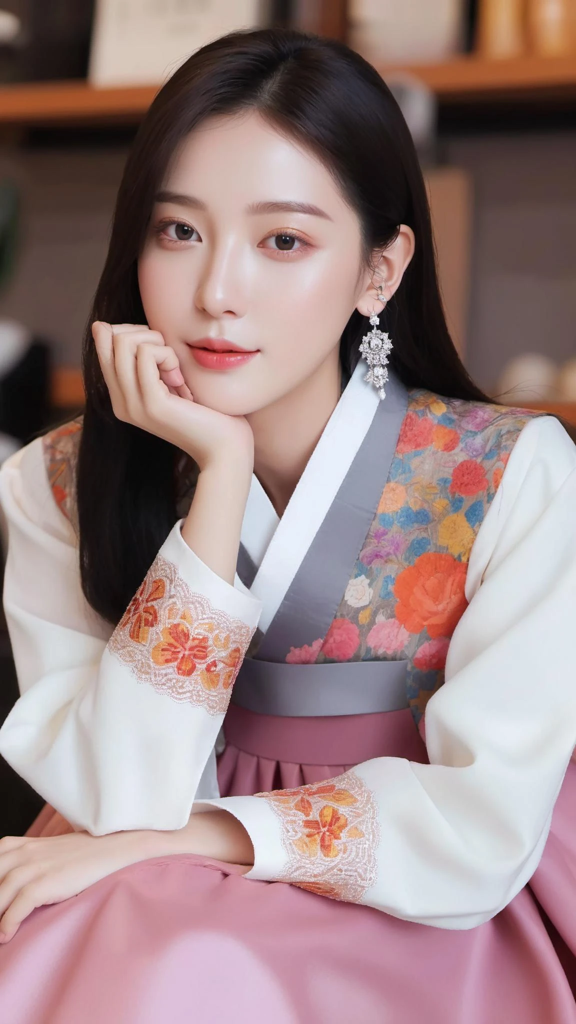 detailed eyes, Perfect features, (masterpiece), (best quality), moist skin, shiny skin, glossy skin, (good quality), intricate details, earrings, Ray Tracing, (See-through:1.3)