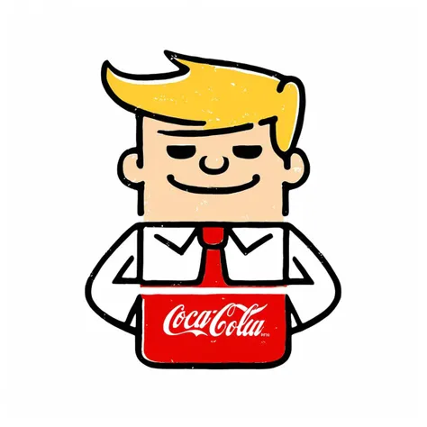 Brand Identity Design, Trump, Coca-Cola, white background, Cartoon characters, Minimalist lines,