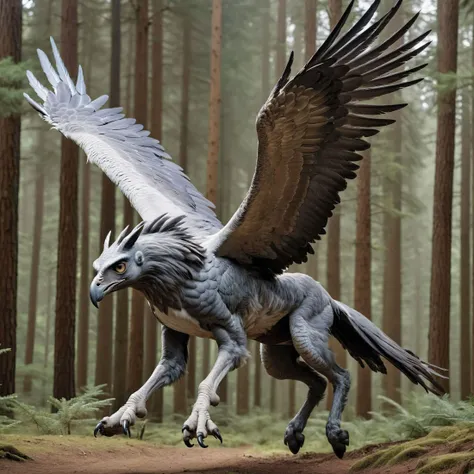 cinematic photo highly detailed photo of a (Giant hippogriff):1.1 flying in above a pine forest , hippogriff, solo, closed mouth, wings, flying, ((Clawed Front Feet)) (((Hooves on back feet))) realistic:1.1, photorealistic, 32k, best quality, national geographic, documentary photography, <lora:RPGHippogriffXL:1> ((Harry Potter played by Daniel Radcliffe)) (((rides on its back))), cinematic photorealistic, 8k uhd natural lighting, raw, rich, intricate details, key visual, atmospheric lighting, 35mm photograph, film, bokeh, professional, 4k, highly detailed . 35mm photograph, film, bokeh, professional, 4k, highly detailed