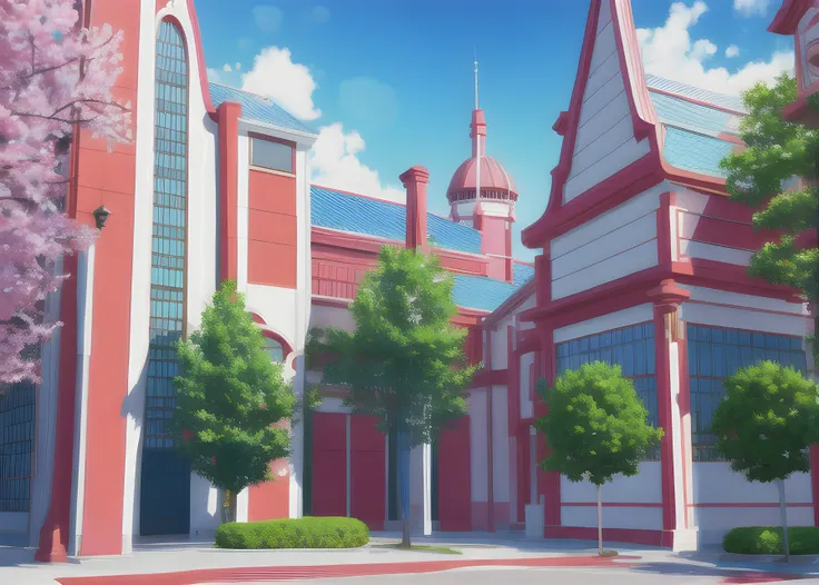 anime, university campus landscape