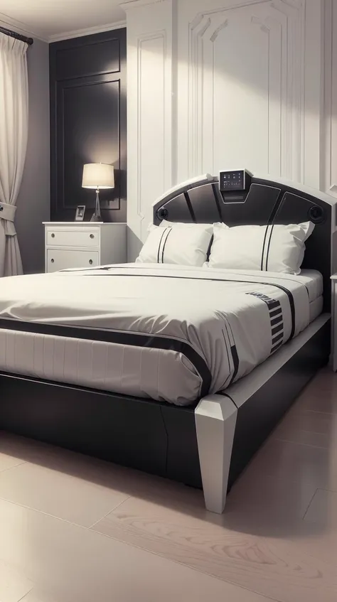 <lora:TheEmpireStyle:1> TheEmpireStyle, white, bed, hi-tech plastic