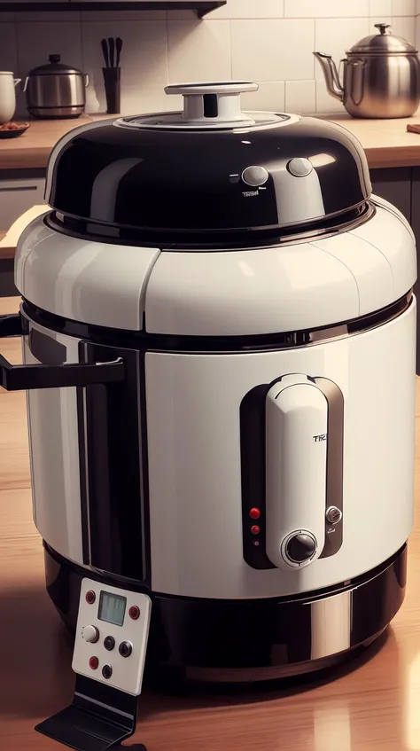 <lora:TheEmpireStyle:1> TheEmpireStyle, white, Pressure cooker, hi-tech plastic