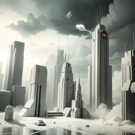 <lora:TheEmpireStyle:1> TheEmpireStyle, white, a sneeze causing a miniature tornado in a city, hi-tech plastic
