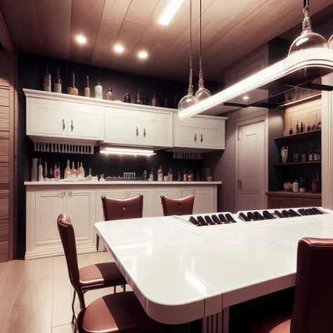 <lora:TheEmpireStyle:1> TheEmpireStyle, white, a lively saloon, filled with laughter, clinking glasses, piano music filling the air, hi-tech plastic , retro futurism