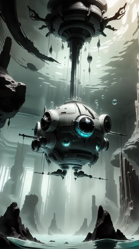 <lora:TheEmpireStyle:1> TheEmpireStyle, white,  (focus on character:1.1),  solo, upper body, looking at viewer, detailed background, detailed face, (<lora:AbyssalTech:0.7>, dark energy, ethereal,     abyssaltech theme:1.1), glowing eyes, mystical atlantean, aquatic guardian,   scale pattern,  stoic,     bubbles, water manipulation,  underwater vegetation, under the sea, underwater,   mythical aura, deep-sea, ancient underwater civilization,  ancient  magic,  underwater geyser in background, vibrant exotic fauna, surrounded by (jellyfish:0.8),  floating magical lights, cinematic atmosphere,, hi-tech plastic