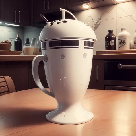 <lora:TheEmpireStyle:1> TheEmpireStyle, white, drink, hi-tech plastic , retro futurism