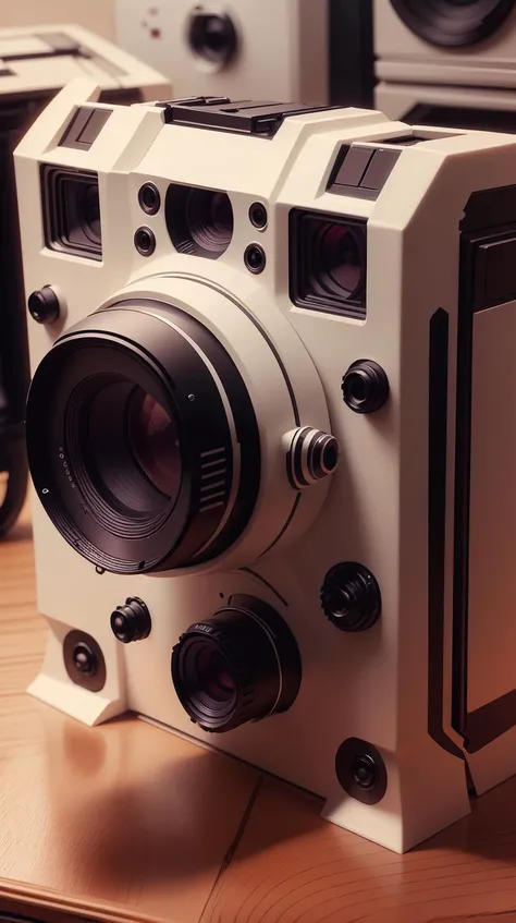 <lora:TheEmpireStyle:1> TheEmpireStyle, white, Cameras, hi-tech plastic