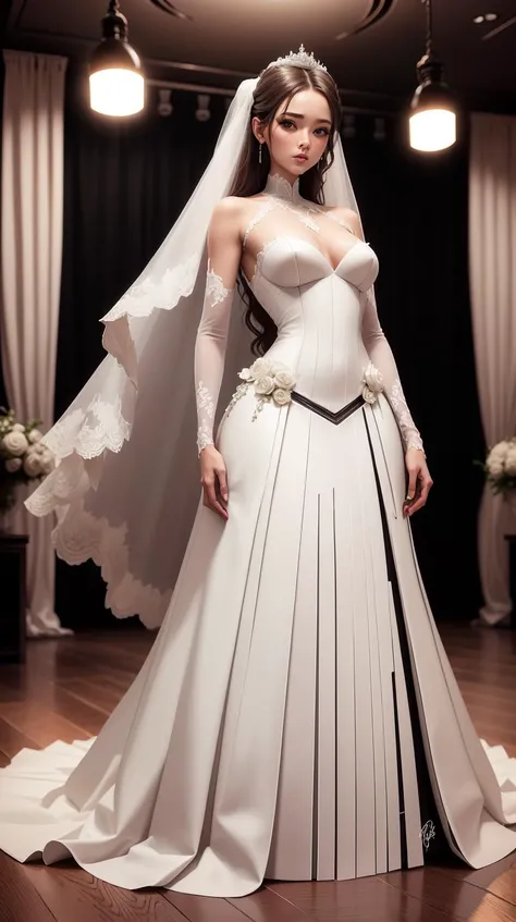 <lora:TheEmpireStyle:1> TheEmpireStyle, white, wedding dress, hi-tech plastic
