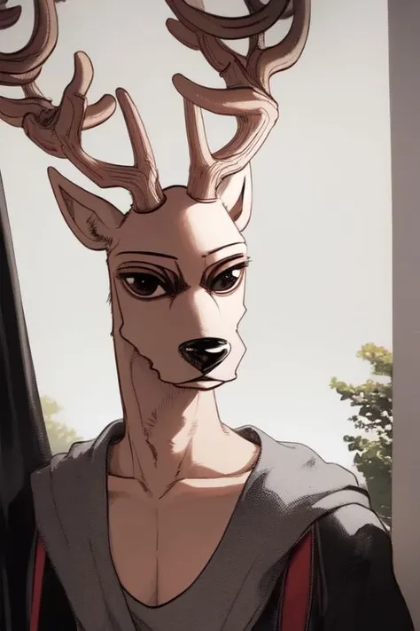 solo, male, deer, :9, beastars <lora:Beastars_style_v01:1>