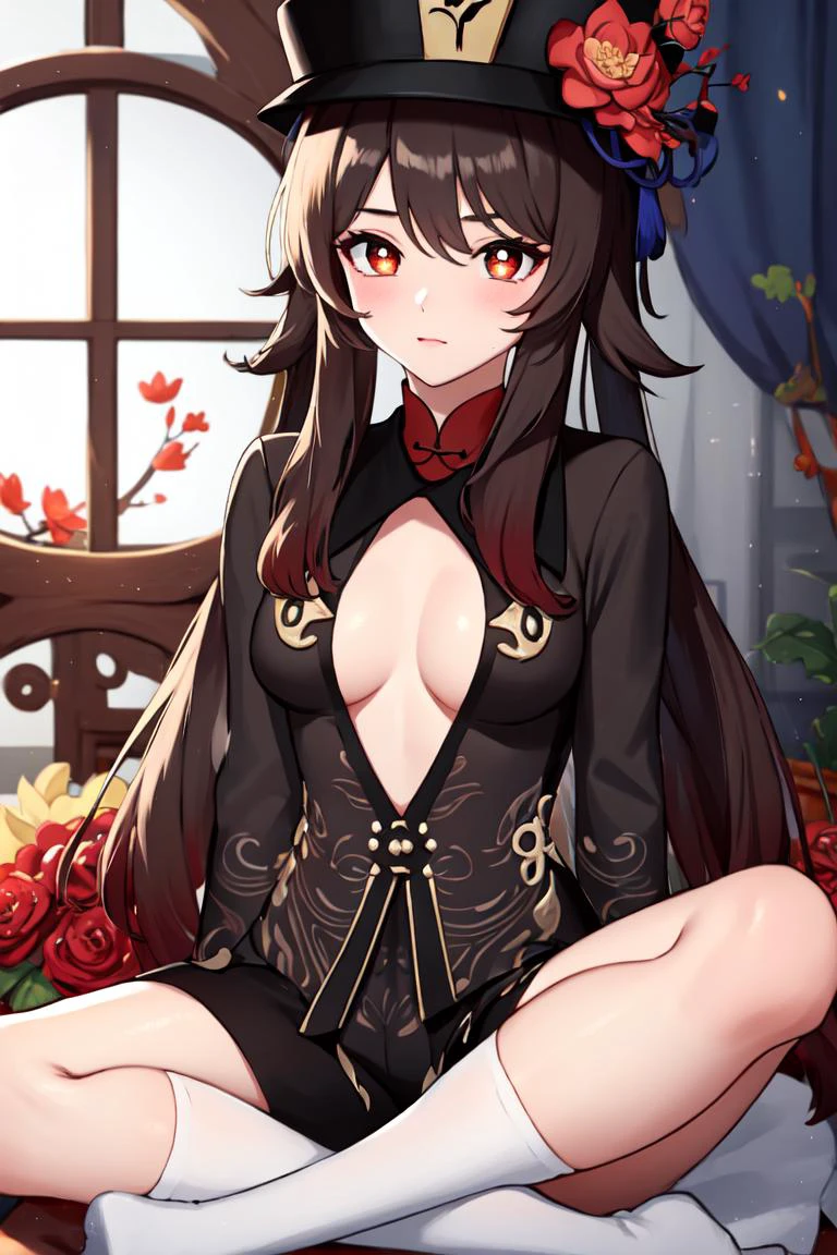 Highly detailed, High Quality, masterpiece, <lora:hutao1:0.9> hutaodef, ((small breasts)), <lora:LotusPosition:0.7> LotusPosition, Lotus position