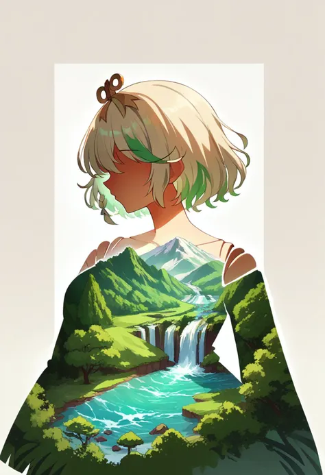 score_9, score_8_up, score_7_up, source_anime, <lora:wrnchexpwhimsicalvisions:1>, wrnchexpwhimsicalvisions, silhouette, double exposure, white background, solo, scenery, 1girl, waterfall, hill, <lora:ChamCeciliaImmergreenPonyXL:1>, CeciliaImmergreen, hair ornament, doll joints, short hair, braid,