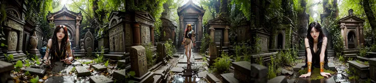 abandoned ruins，Sexy standing pose，full-body portraits（1：1），18 years old girls，Slender and slender figure，Skinny，As thin as a whipping post，Smaller bust，The barefoot，Random nudity all over the body，exhibitionists，Random exposure of genitals，face to the viewer