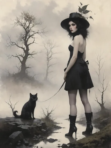 nsfw, style of Tom Bagshaw, beautiful, topless, portrait, desolate, lonely, alone, dirty, mysterious, <lora:EnvyBetterHiresFixXL01:0.8> <lora:add-detail-xl:0.8> <lora:Desolation:0.6> <lora:Jean-Baptiste Monge Style:0.28> Jean-Baptiste Monge Style page