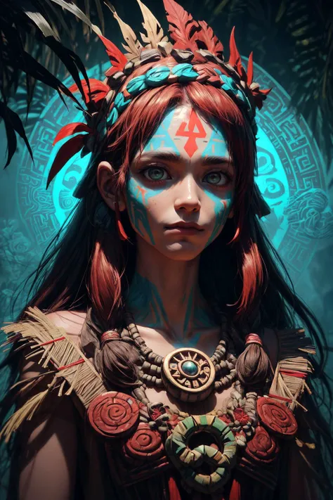 (best quality, masterpiece), <lora:tangbohu-detailer_1.0:0.8>
(1man, thin adult welsh male:1.2), ruby eyes, copper hair, comb over,
portrait, solo, half shot, detailed background, detailed face, (<lora:CulturePunkBundle-000007:0.6>, tikiai, tiki theme:1.1), inner strength, (glowing eyes:1.05), white facepaint, vodoo shaman, mystical, red feathered raiments, sacred herbs, surrounded by blue magic swirls, natural surroundings in background, sacred ritual, ethereal atmosphere,