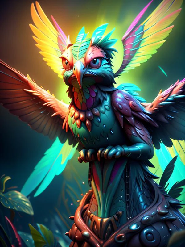 (disney:0.2), (cartoon:0.1), (pixar:0.4), (3D:1.2),
(UHD:1.1), (detailed background visible:1.2),
close up of (cute:0.50) wet (winged snake)(quetzalcoatl), wet scales, colorful wings,,
<lora:CulturePunkBundle:1.00> zulupunkai,
(Style: subsurface scattering, (pui), analog style, realistic, film photography, highres photo, cinematic Lighting, trending on artstation),(Photorealistic:1.2),
(detailed), sharp, HDR, high quality, good resolution, maximalist, masterpiece,