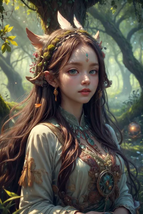 (masterpiece, best quality:1.4), (beautiful, aesthetic, perfect, delicate, intricate:1.2), <lora:more_details:0.75>, <lora:sharpen-soften:-0.25>, <lora:realistic:0.25>,
1 girl, adult (elven:0.7) woman,  aquamarine eyes, dark red long hair, 
 focus on character portrait, solo, (full body:0.6), looking up, detailed background, detailed face, (<lora:CulturePunkBundle-000007:0.5>, zulupunkai, zulu theme:1.1), joyful expression, forest druid, wearing natural colored green flowing robes, hood, fur-lined,  feathers,  restoration spell, inscriptions,  glowing orbs, natural magic, floating particles, swirling leaves in the air, moss, vines, roots, branches, stone,  lavenders, plants,  bright light, filtered light, swamp in background, natural peaceful atmosphere,