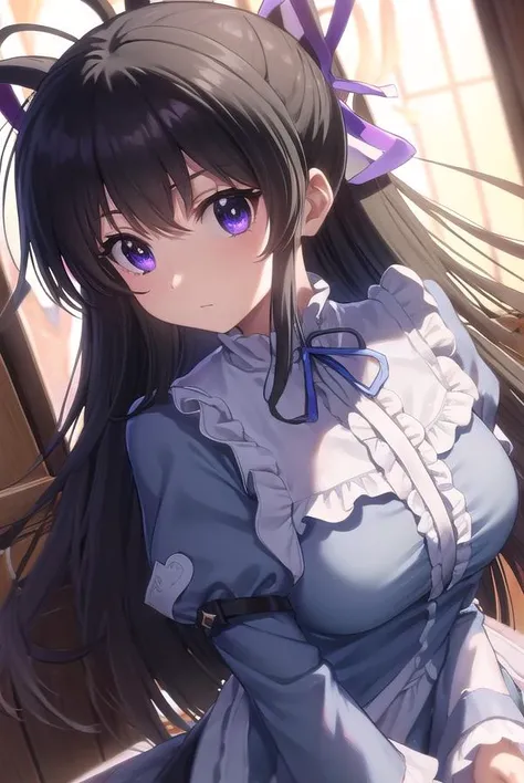 kirayurasakurazuki, <lora:kira yura sakurazuki s1-lora-nochekaiser:1>,
kira yura sakurazuki, long hair, black hair, (purple eyes:1.1), hair ribbon, antenna hair, twintails, purple ribbon,
BREAK long sleeves, puffy sleeves, juliet sleeves, frills, dress, black dress,
BREAK indoors,
BREAK looking at viewer, (cowboy shot:1.5)
BREAK <lyco:GoodHands-beta2:1>, (masterpiece:1.2), best quality, high resolution, unity 8k wallpaper, (illustration:0.8), (beautiful detailed eyes:1.6), extremely detailed face, perfect lighting, extremely detailed CG, (perfect hands, perfect anatomy),