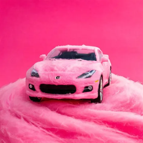 a photo of <lora:ccnd:0.6> ccnd, car made out of cotton candy, high resolution, beautiful, highest quality, masterpiece, highly detailed