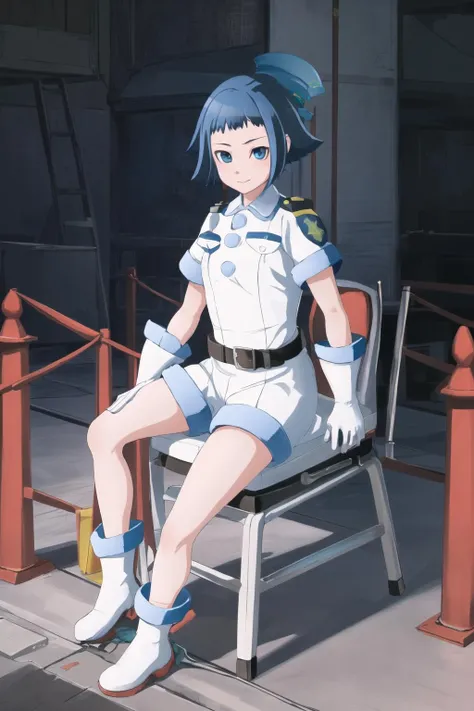 A Female mature robot loves herself. she wears nothing. Her Brown very short pigtails is tied with two big red clothespins, mature, android, Blue eyes, full body, Height: 160cm, flushed cheeks, sweat bucket. full body shot, looking straight. Her smile is complete.show White pantie, Looking at the audience, kissing to the audience. Leaning back　Destroyed　White of the eyes　whole body　Lying face up on a gynecological operating table　she looks back with his eyes closed and his mouth wide open　2020s anime drawings　A beautiful robot wearing green surgical gown(Half-naked)