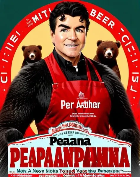 a man , (pkpapajohn:1.0), (papa john schnatter:0.8), on a (bear :1.2), poster