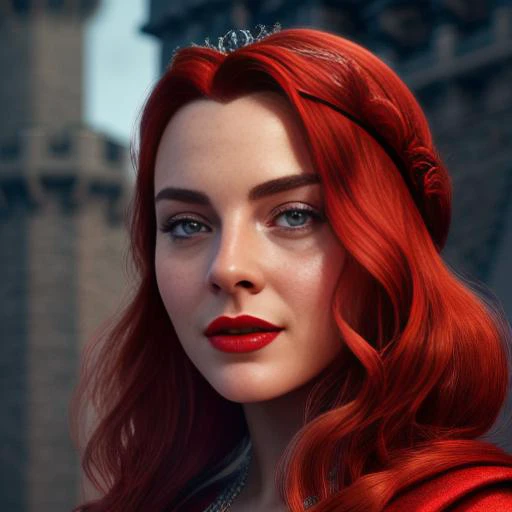 ClioRecinelli as a medieval princess standing in front of a castle, princess robe, crown, masterpiece, red hair, red lips, highest quality, cinematic lighting, (volumetric lighting), extremely detailed CG unity 8k wallpaper, focused, 8k wallpaper, 4k wallpaper, extremely detailed, ultra realistic, photorealistic, sharp focus, absurdres, (HDR:1.2), (high contrast), photograph, detailed and intricate, instagram, portrait, highly detailed, digital painting, artstation, concept art, smooth, sharp focus, illustration, cinematic lighting, Style-Princess,<lora:ClioRecinelli:1.0>