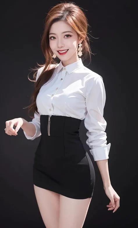 ((white shirt,black dress)),laughing,full body,1girl,sexy pose,best quality,masterpiece,illustration,an extremely delicate and beautiful,extremely detailed,CG,unity,8k wallpaper,Amazing,finely detail,masterpiece,best quality,official art,extremely detailed CG unity 8k wallpaper,absurdres,incredibly absurdres,huge filesize,ultra-detailed,highres,extremely detailed,beautiful detailed girl,light particles,realistic,x-ray,soft light,full frontal,<lora:20230629161150-000001:0.8>,
