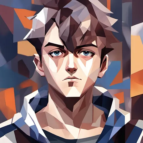 cubsimart, painting,boy,<lora:CubismArt:1>, portrait of an anime person, aesthetic, wlop, trending on artstation, deviantart, anime key visual, 8k uhd