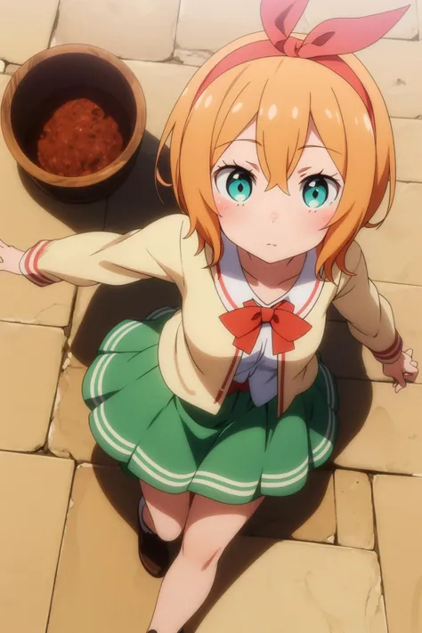 ä½©ç¹æÂ·é·è,1girl,short hair,bow hairband,red hairband,red bow,hair between eyes,eyebrows hidden by hair,orange hair,aqua eyes,
ææ°æè£
,red bowtie,collarbone,yellow jacket,white shirt,short over long sleeves,layered sleeves,green skirt,
<lora:ä»é¶åé4V:0.9>,<lora:add_detail:0.3>,<lora:è°æ´colorful_V1_lbw:0.3>,castle,, Exquisite visuals, high-definition,masterpiece,best quality,Exquisite visuals,high-definition,masterpiece,best quality,18yo,Young female,Beautiful Fingers,Beautiful long legs,Beautiful body,Beautiful character design,