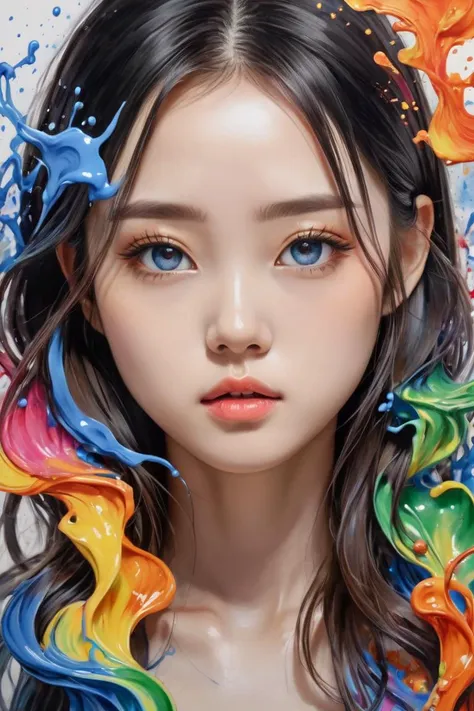 Colorful, multiple colors, intricate detail, splash screen, photorealistic, intricately detailed fluid gouache painting, calligraphy, acrylic, watercolor art,
masterpiece, best quality, 1girl, <lora:kwFemale_Beta40-SDXL_v1:1>, asian, waifu