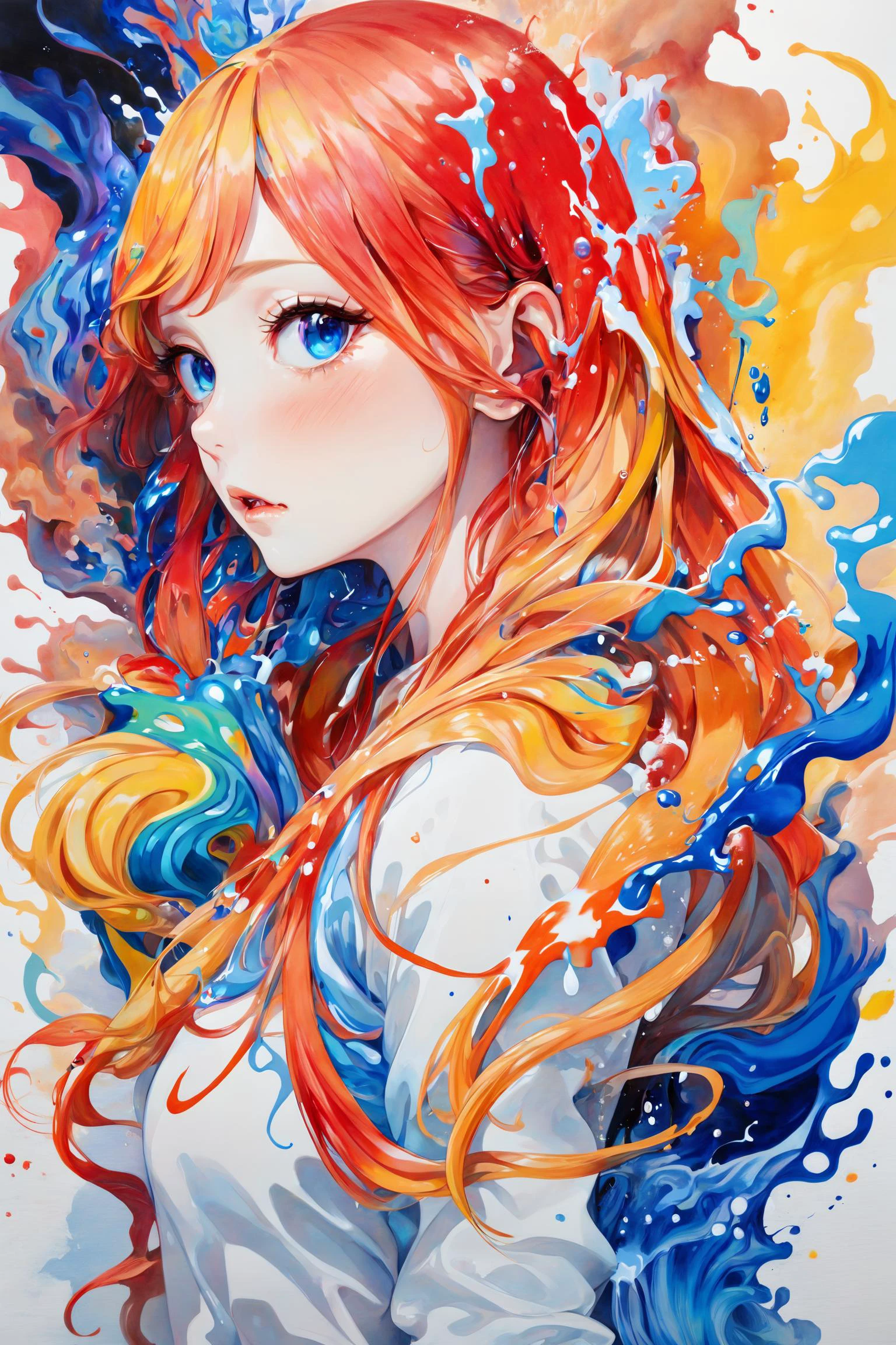 Colorful, multiple colors, intricate detail, splash screen, photorealistic, intricately detailed fluid gouache painting, calligraphy, acrylic, watercolor art,
Masterpiece, best quality, 1girl, <lora:kwFemale_Beta40-SDXL_v1:1>, waifu