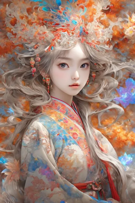 photorealistic, masterpiece, top quality, best quality, official art, highest details, beautiful and aesthetic, 1girl, (fractal art:1.3), colorful, <lora:kwFemale_Beta40-SDXL_v1:1>, niji style, chinese