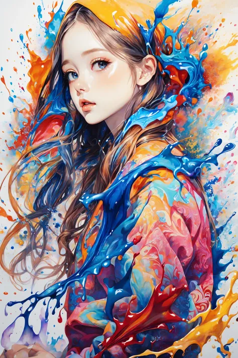 Colorful, multiple colors, intricate detail, splash screen, photorealistic, intricately detailed fluid gouache painting, calligraphy, acrylic, watercolor art,
Masterpiece, best quality, 1girl, <lora:kwFemale_Beta40-SDXL_v1:1>