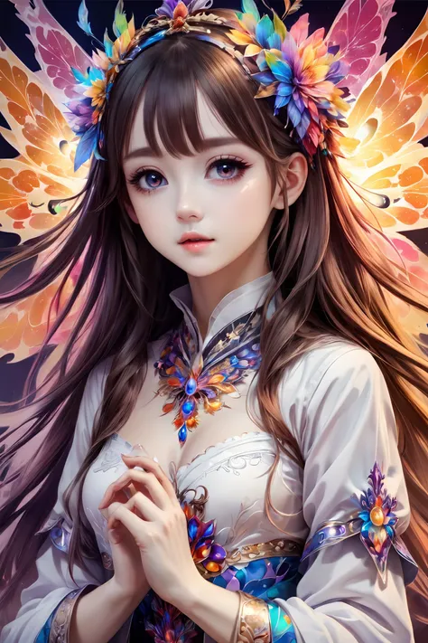 official art, highest details, beautiful and aesthetic, fractal art, colorful,
masterpiece, best quality, 1girl,  <lora:kwFemaleBeta42_SDXL_v1:1>, waifu