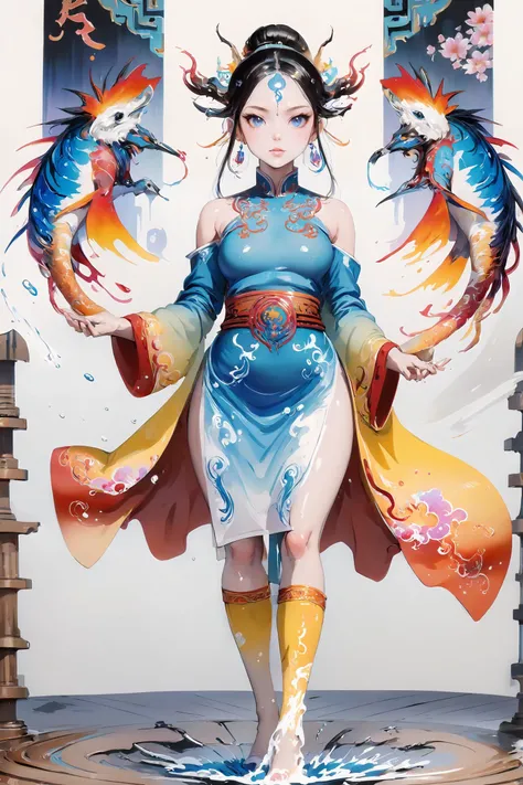 Colorful, multiple colors, intricate detail, splash screen, photorealistic, intricately detailed fluid gouache painting, calligraphy, acrylic, watercolor art,
masterpiece, best quality, 1girl, <lora:kwFemaleBeta42_SDXL_v1:1>, chinese