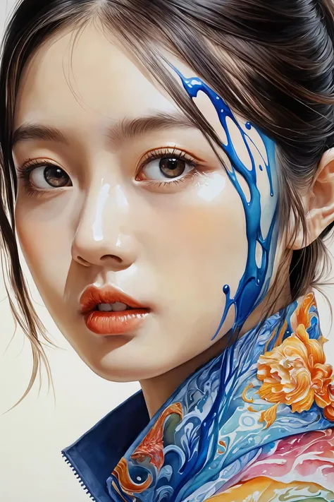 Colorful, multiple colors, intricate detail, splash screen, photorealistic, intricately detailed fluid gouache painting, calligraphy, acrylic, watercolor art,
masterpiece, best quality, 1girl, <lora:kwFemaleBeta42_SDXL_v1:1>, chinese