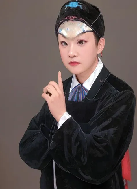 <lora:xiqu:1>best quality, masterpiece, upper body, 8k wallpaper, focus on face, looking at viewers, boy