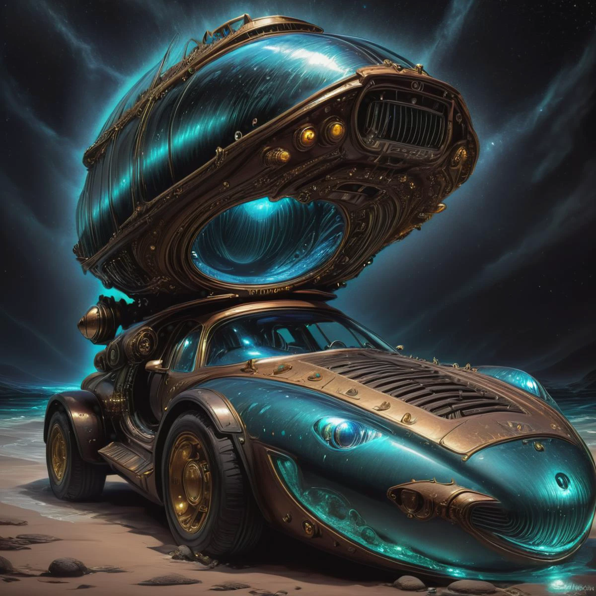 <lora:DonMASKTexXL-000010:1> Enormous Deep-sea Submersible, Corrosion-resistant Coating, Auto-Dimming Side Mirrors, Reverse Lights, Custom Grille, Stone, Mechanical, Glittering Highlights, Rippled Surface, , scifi, tech, futuristic, detailed