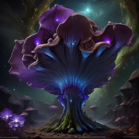 DonMASKTexXL Lustrous Microscopic Trumpet-shaped Rough mushroom, Velvety, Plant Health Enhancement, Saline, Cespitose, Self-illuminating, OrchidPurple Gills with Cheilocystidia, Fragmented Volva, Toxic, , tech, scifi, futuristic <lora:DonMASKTexXL:1.0>