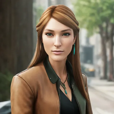 <lora:rachelAmberLifeIs_10:1> masterpiece, best quality, high quality, extremely detailed CG unity 8k wallpaper,A portrait of rachelamber, brown hair, green eyes, looking at viewer, hyperrealistic, ultra detailed, choker, (leather jacket:1.2), feather earring, (smiling:1.1)
