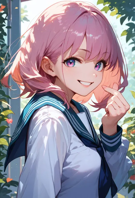 score_9, score_8_up, score_7_up, 1girl finger heart, from side, serafuku, school uniform, looking at viewer, smile
<lora:finger_heart_korean_retry_1:1>