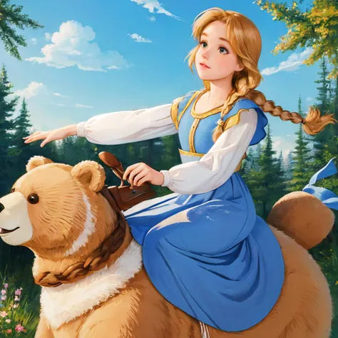 Illustration for the fairy tale Masha and the Bear