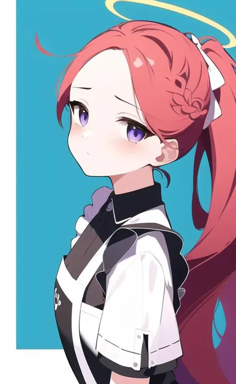 masterpiece,(best quality, illustration,detailed face:1.3),(1girl,solo:1.3),beautiful detailed eyes, apron, gradient_background, gradient, maid, purple eyes,red hair,small breasts,
BREAK
enmaided, white_apron, black_dress, ponytail, black_footwear, frilled_apron, dress, maid_apron, alternate_hair,very long hair, split_ponytail, halo <lora:HanaokaYuzuV012:0.7>
