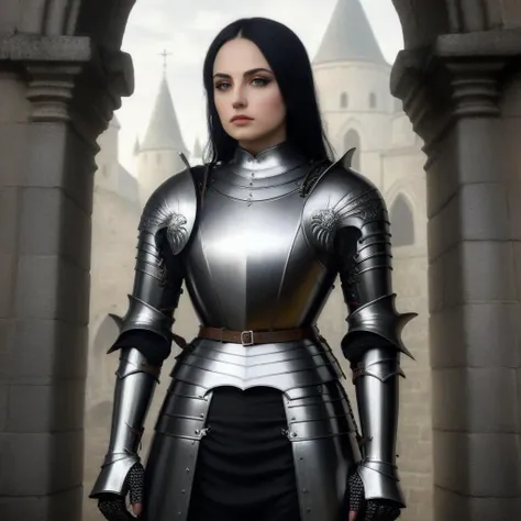 joan of arc, wearing gothic_armor, fantasy art <lora:gothic armor:1> <lora:add-detail-xl:3>