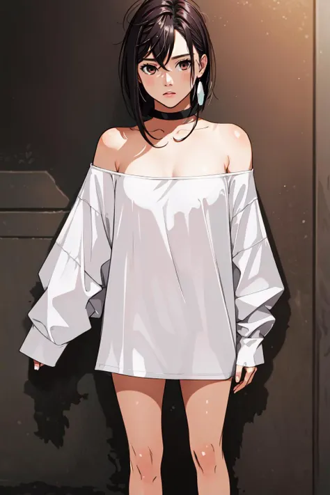 (masterpiece, best quality), intricate details, 8k, artstation, wallpaper, official art, splash art, sharp focus,
1girl, solo, <lora:MomoAyase:0.8> white shirt, <lora:oversizedShirt_v10:0.8> oversized shirt, shirt, off shoulder, bare collar, bare legs,