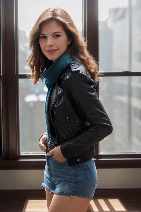 BonB1aTTXV1B,
a beautiful smiling woman posing for masterpiece photo, wearing a black jacket and scarf standing next to a window with a black jacket on her shoulders,
(professional photo shooting), (high buget photo), (extremely detailed skin), (flawless skin), (model pose), (highly detailed facial features),
(perfect color grading), (High-quality textures and materials), (perfect setup and environments:1.9), (accurate light and shadow effects), (perfect visual quality),
(natural light), (high quality photography), (intricate details), (8k), (HDR), (sharp focus), (medium view:1.2), (dark atmosphere:1.2)