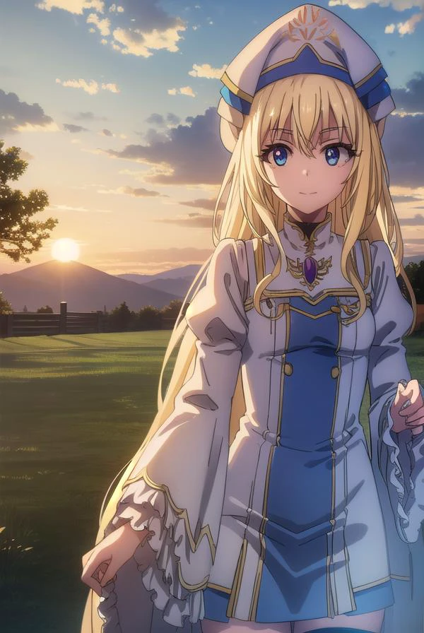 priestess, <lyco:priestesss2-lyco-nochekaiser:1>,
priestess, blonde hair, blue eyes, long hair, hair between eyes, (small breast:1.2), smile,
BREAK boots, dress, frilled sleeves, frills, hat, white headwear, pelvic curtain, high heels, robe, thigh boots, thighhighs, white thighhighs, long sleeves, puffy sleeves,
BREAK outdoors, grass, nature, forest, cloud, sky, sun,
BREAK looking at viewer, (cowboy shot:1.5),
BREAK <lyco:GoodHands-beta2:1>, (masterpiece:1.2), best quality, high resolution, unity 8k wallpaper, (illustration:0.8), (beautiful detailed eyes:1.6), extremely detailed face, perfect lighting, extremely detailed CG, (perfect hands, perfect anatomy),