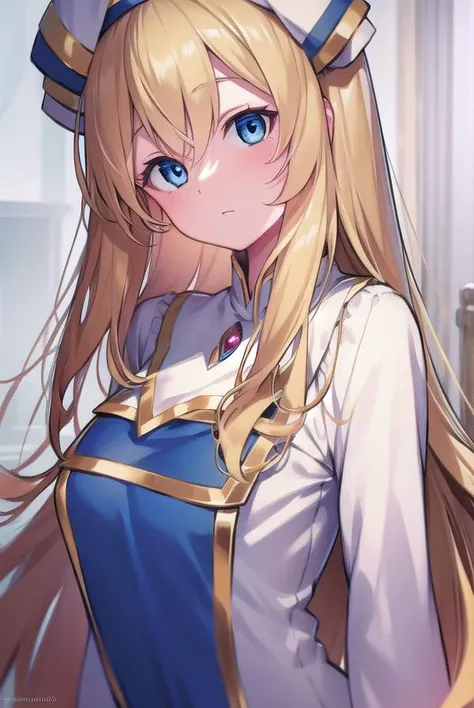 priestess, <lyco:priestess-LYCORIStest:1>, priestess, blonde hair, blue eyes, long hair, hat, (small breast:1.2),
BREAK ,
BREAK looking at viewer,
BREAK city,
BREAK <lora:GoodHands-vanilla:1>, (masterpiece:1.2), best quality, high resolution, unity 8k wallpaper, (illustration:0.8), (beautiful detailed eyes:1.6), extremely detailed face, perfect lighting, extremely detailed CG, (perfect hands, perfect anatomy),