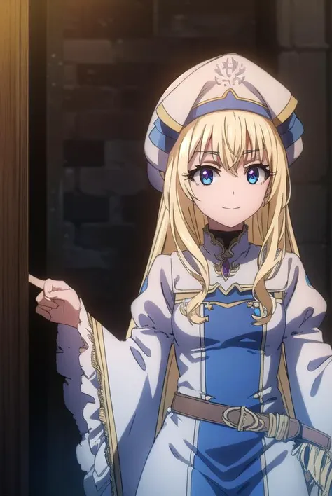 priestess, <lyco:priestesss2-lyco-nochekaiser:1>, 
priestess, blonde hair, blue eyes, long hair, hair between eyes, (small breast:1.2), smile,
BREAK boots, dress, frilled sleeves, frills, hat, white headwear, pelvic curtain, high heels, robe, thigh boots, thighhighs, white thighhighs, long sleeves, puffy sleeves,
BREAK indoors, church,
BREAK looking at viewer, (cowboy shot:1.5),
BREAK <lyco:GoodHands-beta2:1>, (masterpiece:1.2), best quality, high resolution, unity 8k wallpaper, (illustration:0.8), (beautiful detailed eyes:1.6), extremely detailed face, perfect lighting, extremely detailed CG, (perfect hands, perfect anatomy),